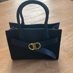 Tory Burch black leather handbag.